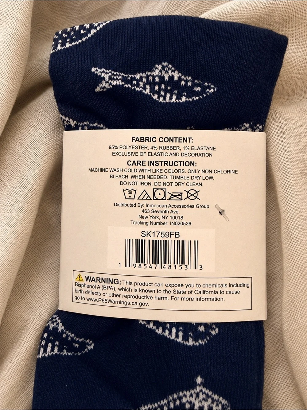3 Pairs Women’s Crew Socks • Crawfish Rhinestone Retro Stripe Nautical Fish
